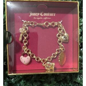 JUICY COUTURE GOLD CHARM BRACELET WITH 5 CHARMS
